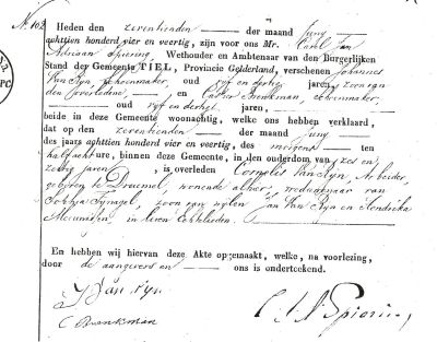 overlijden Cornelis 1781